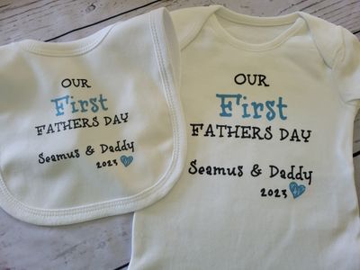 Baby Bib &amp; Vest Set - Fathers Day - Heart