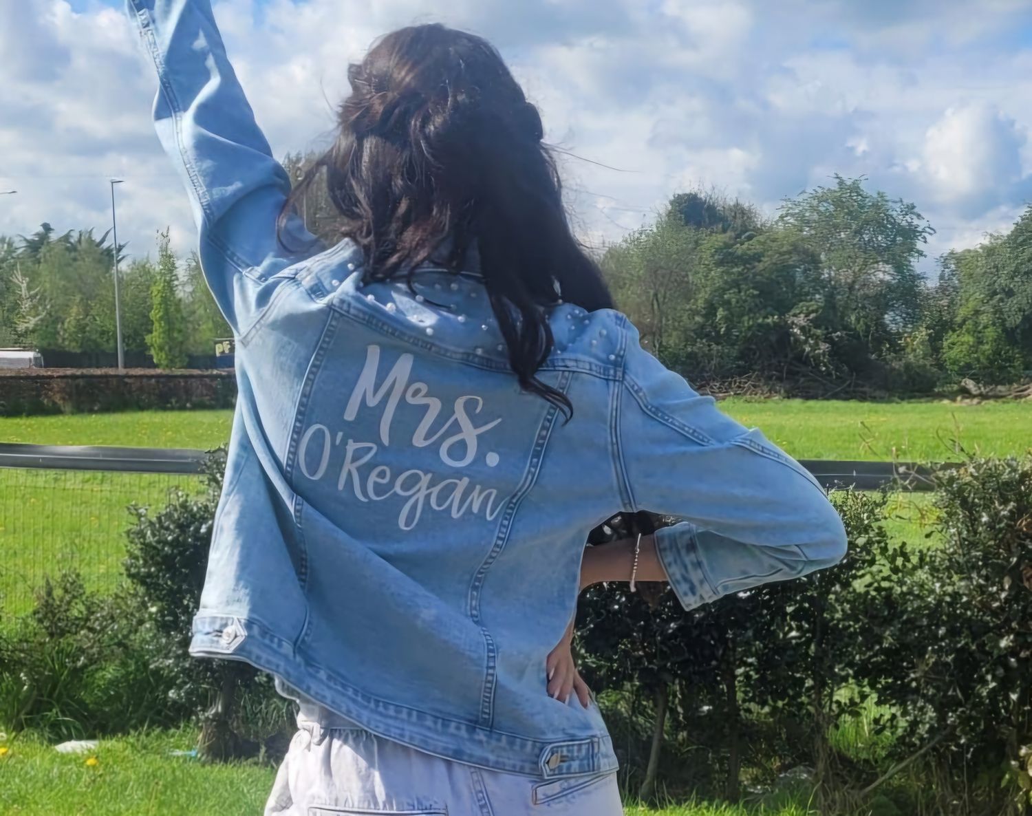 Custom Bridal Pearl Denim Jacket – Personalised