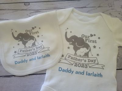 Baby Bib &amp; Vest Set - Fathers Day - Elephant