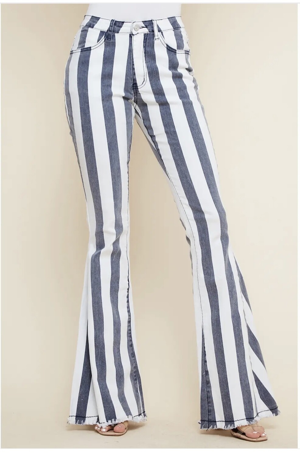Denim Striped Bell Bottom Jeans