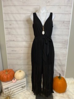 Pleated Wide Leg Chiffon Jumpsuit