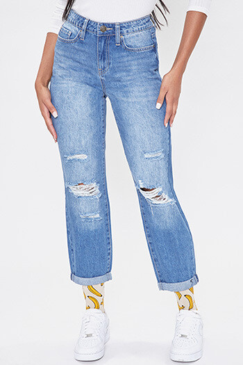 Boyfriend Straight Leg Roll Cuff Ankle 