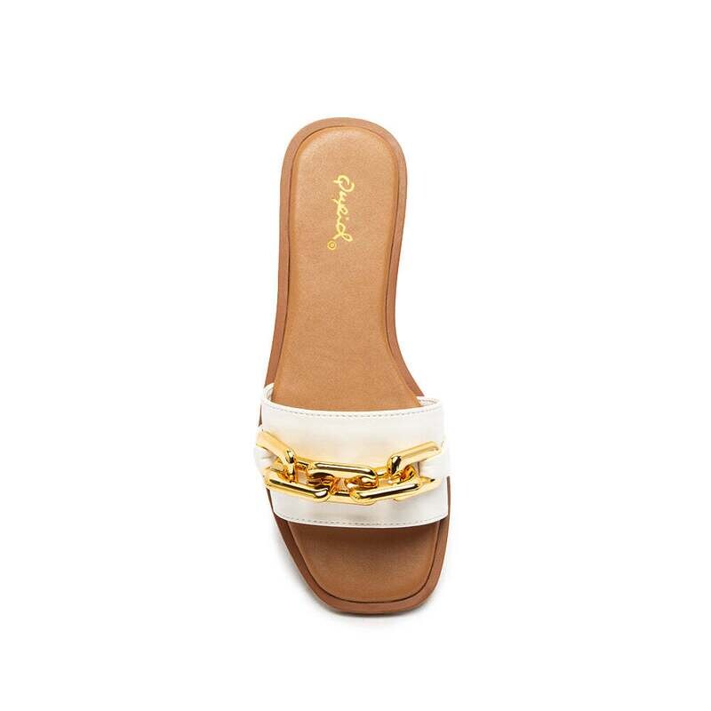 White W/ Gold Chain Slide