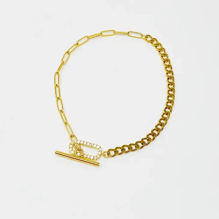 Mixed Chain Toggle Anklet