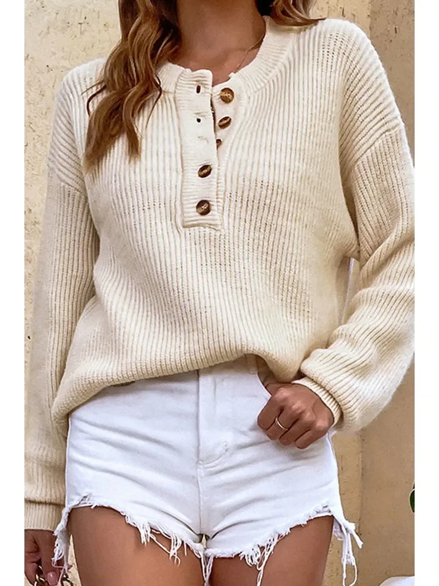 Apricot Half Button Up Sweater
