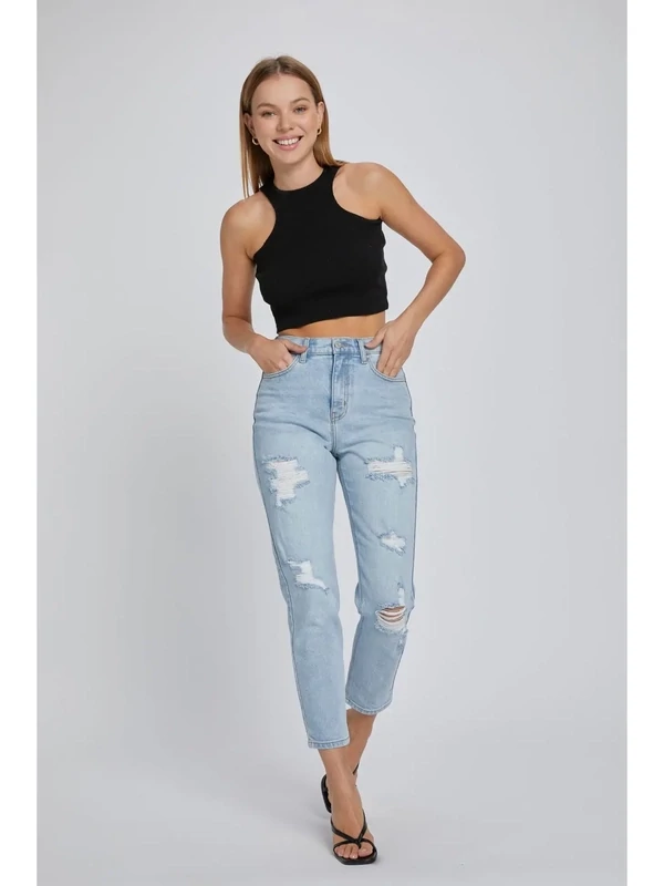 Cello Mom High Rise Ripped Jeans