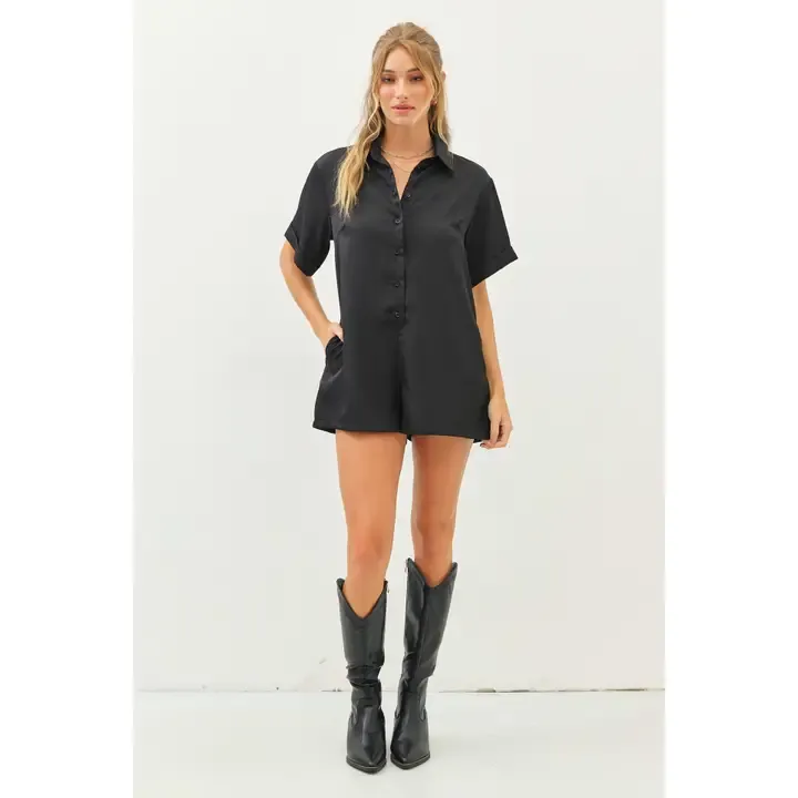 Black Button Down Romper