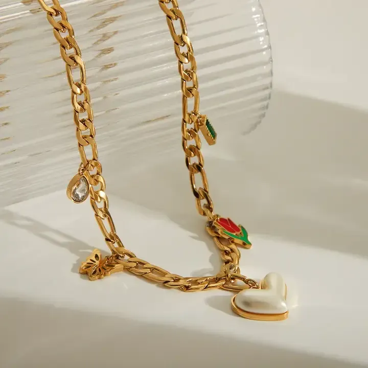 White Heart Charm Necklace