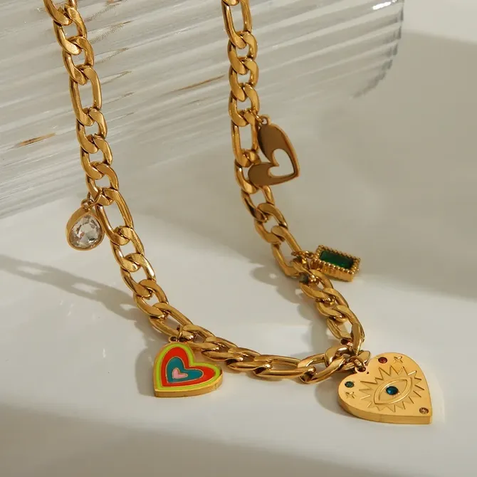 Gold Heart Charm Necklace
