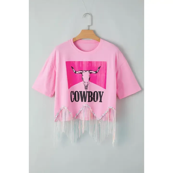 Pink Cowboy Shirt W Fringe