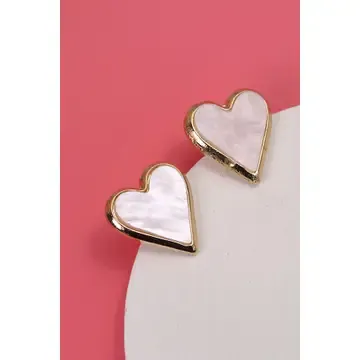 White Gold Heart Studs