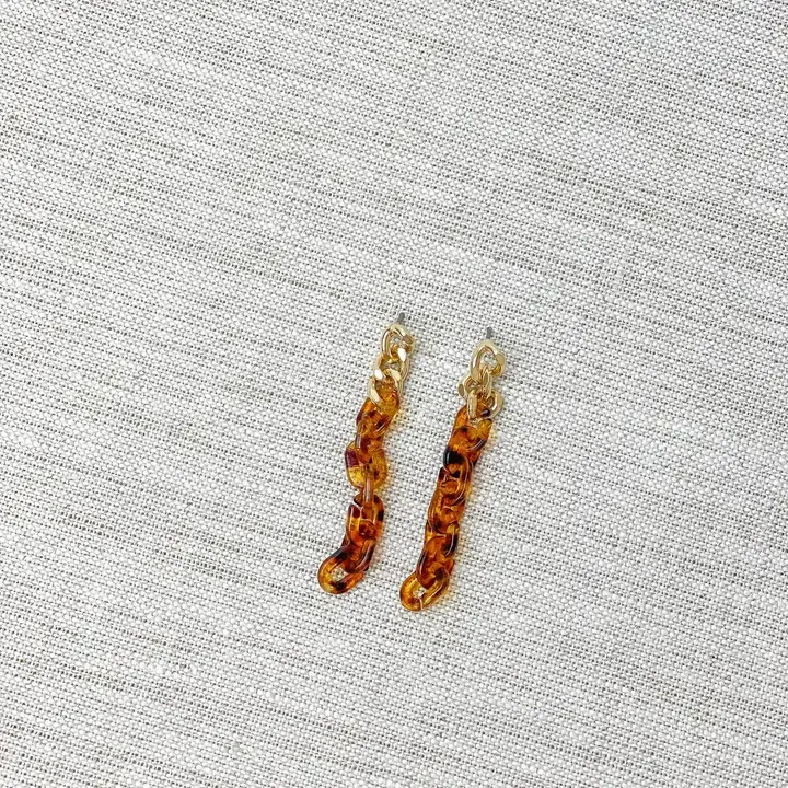 Tortoise Chain Link Earrings