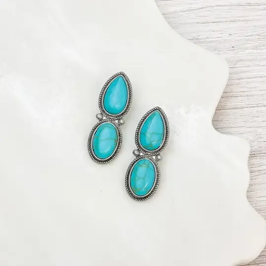 Turquoise Stone Drop Earrings