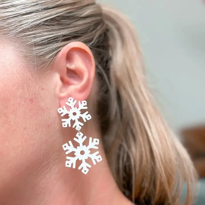 White Snow Flake Earrings