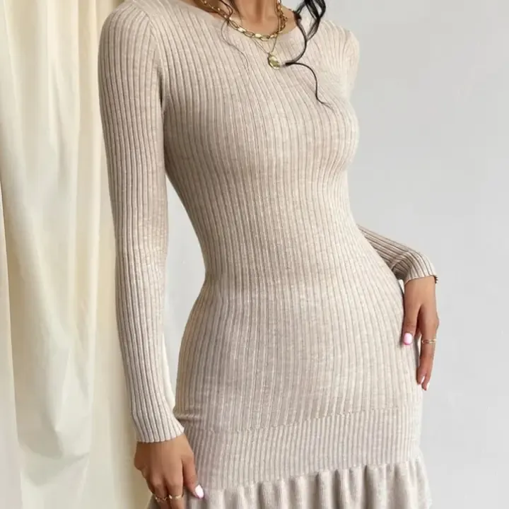 Beige Sweater Dress
