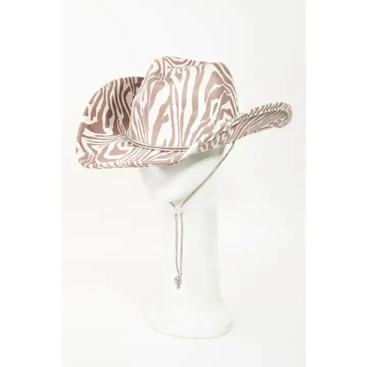 Tan Zebra Print Cowboy Hat