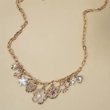 Flower Charm Gold Necklace