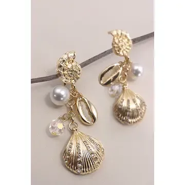 Seashell Gold Drop Earrings