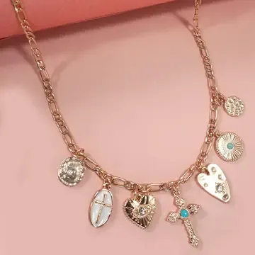 Gold Cross Charm Necklace