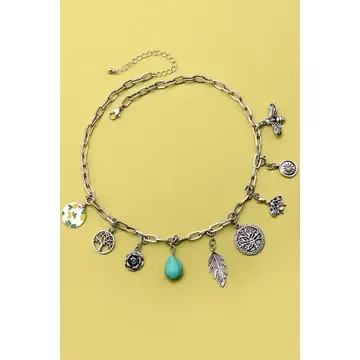 Silver Boho Charm Necklace