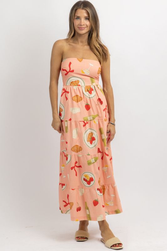 Peach Brunch Strapless Dress