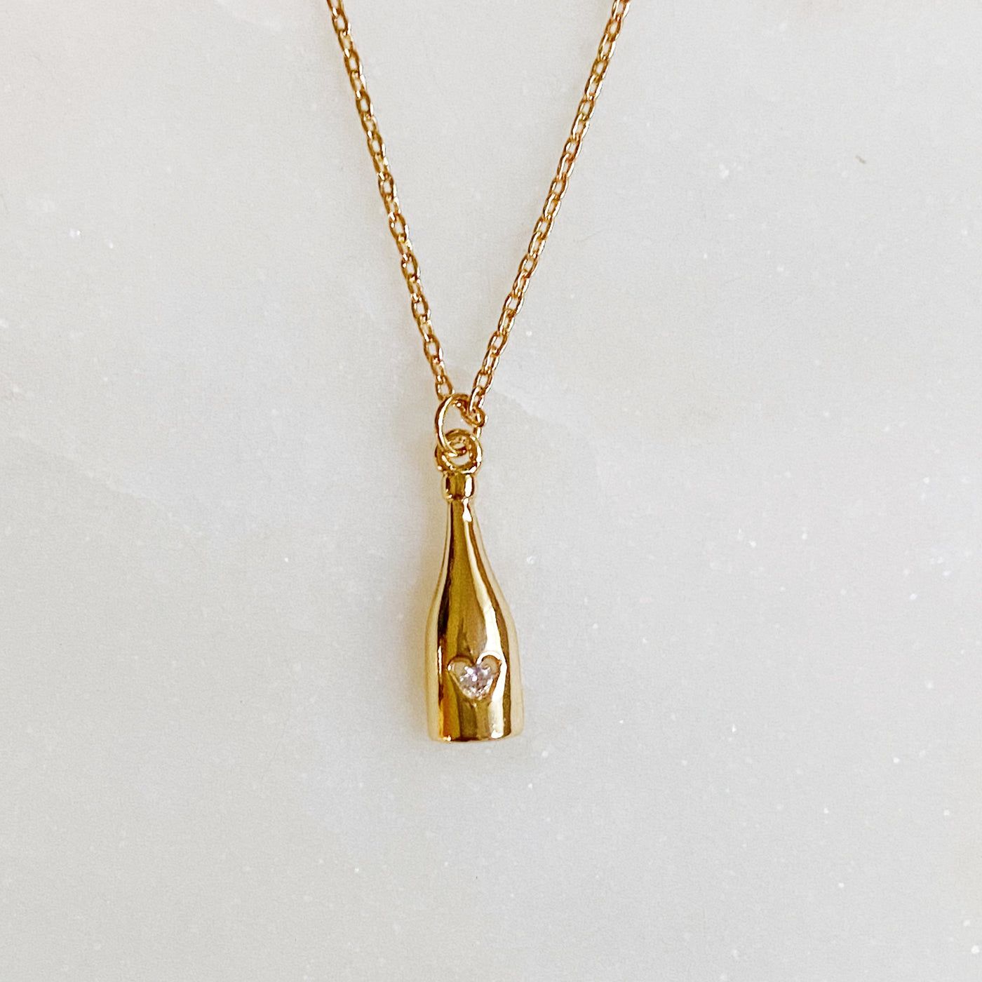 Gold Champagne Bottle Necklace