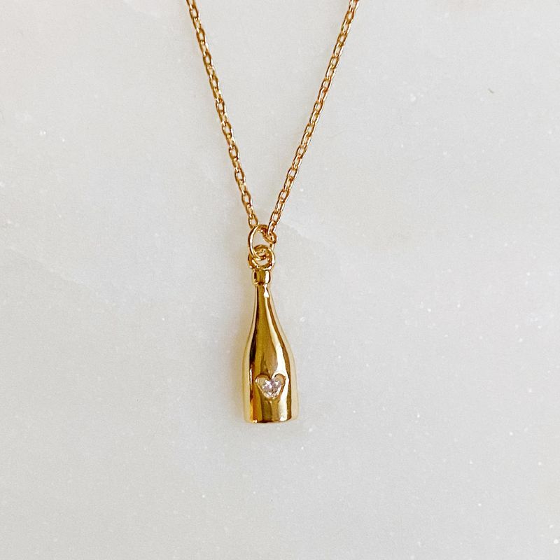 Gold Champagne Bottle Necklace
