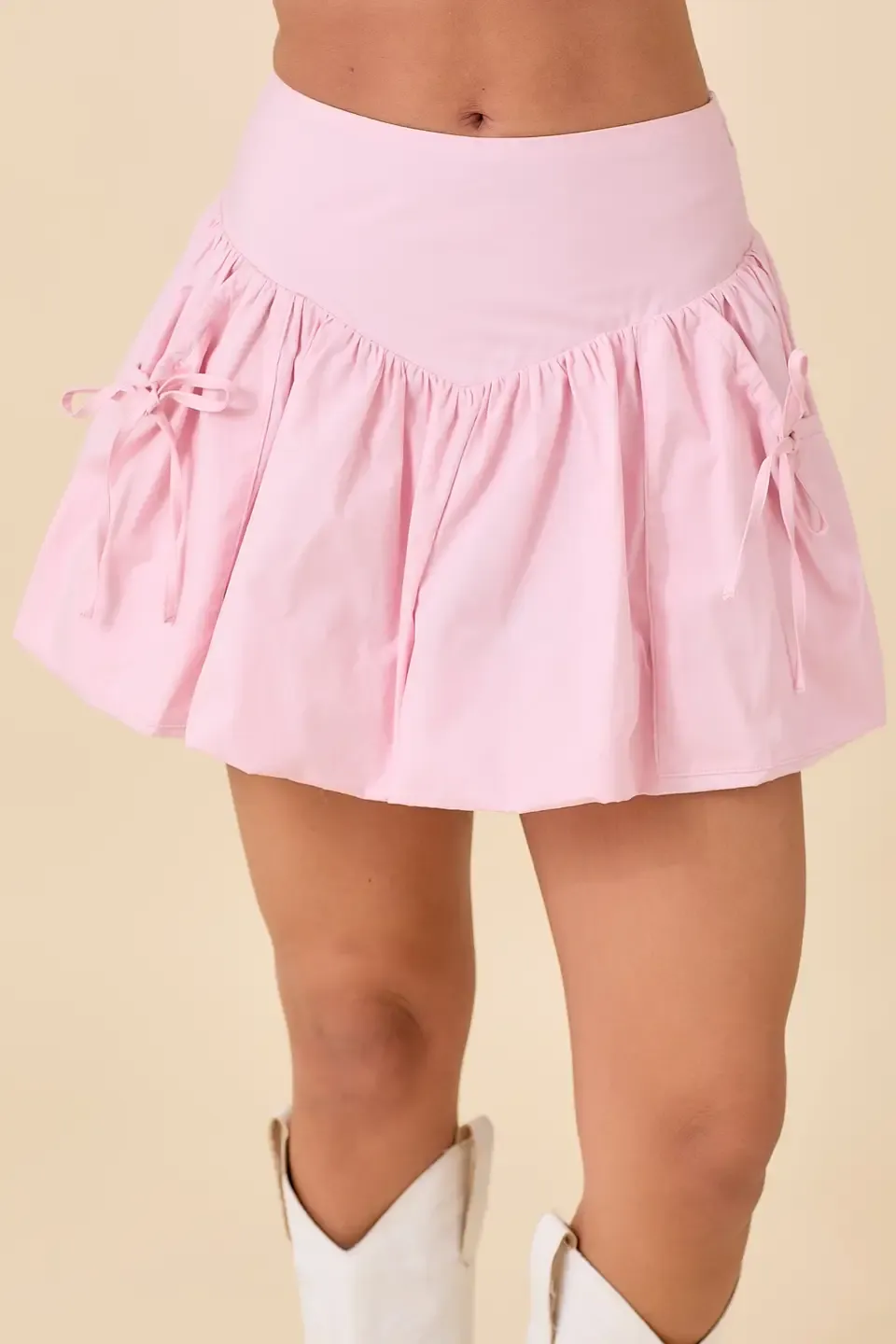 Pink Bubble Skort With Bow Tie Pockets