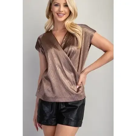 Mocha Sleeveless V Neck Top