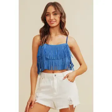 Rhinestone Fringe Crop Top