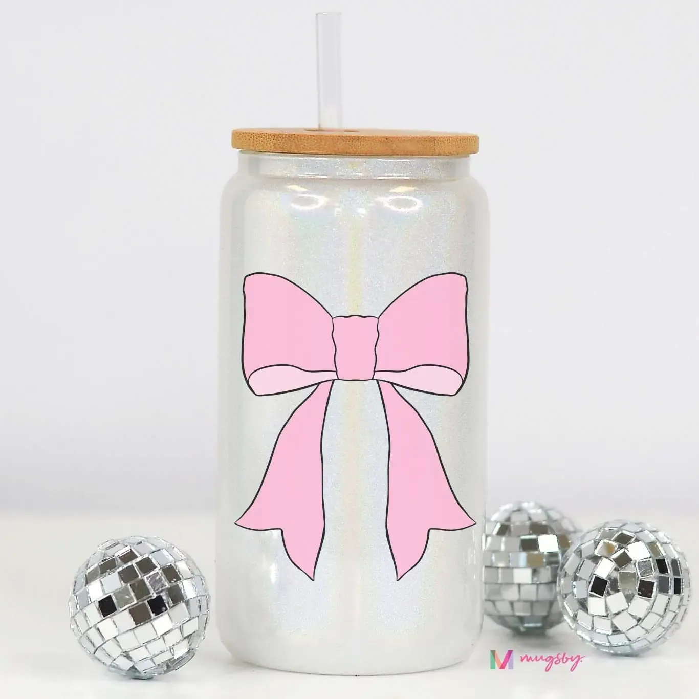 Bow Glass Cup W Bamboo Lid