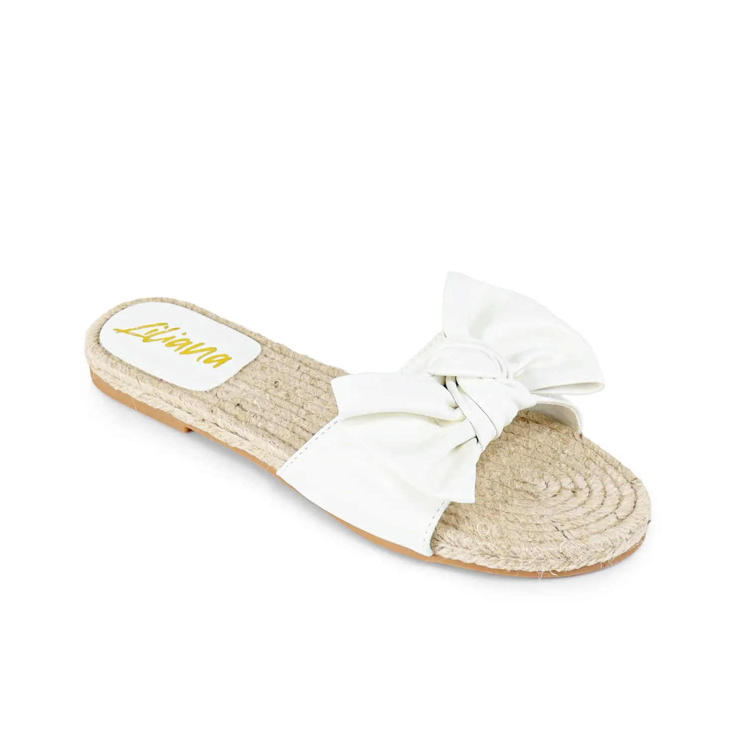 White Bow W/ Natural Rafia Sandal
