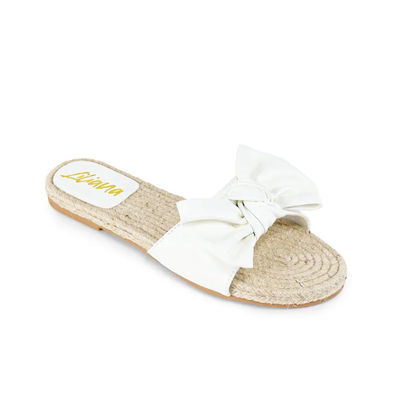 White Bow W/ Natural Rafia Sandal