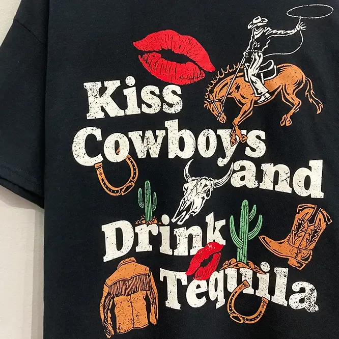 Kiss Cowboys &amp; Drink Tequila Graphic Tee