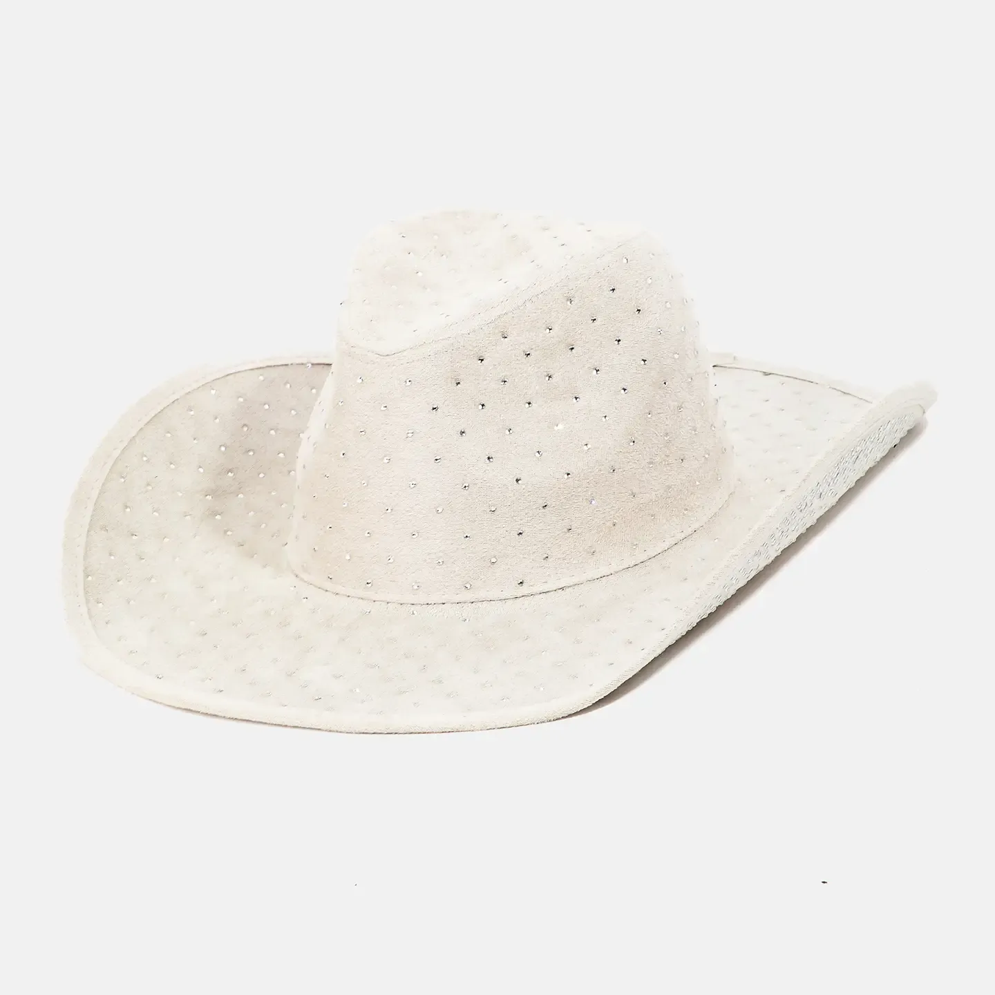 Ivory Rhinestone Trim Cowboy Hat