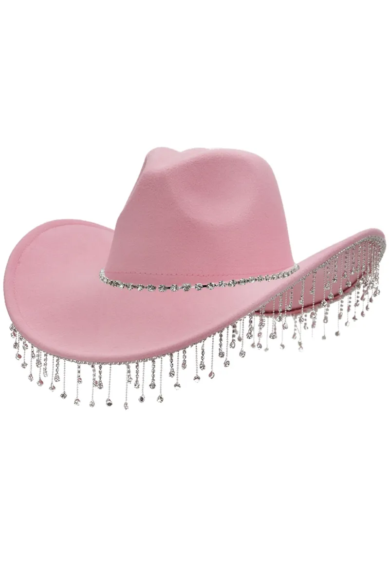 Cowgirl Hat W/ Rhinestone Chain