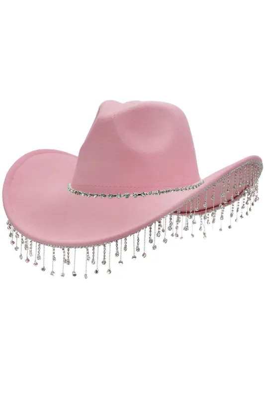 Cowgirl Hat W/ Rhinestone Chain