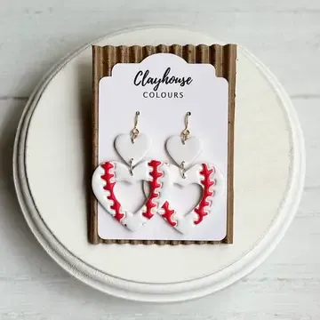Baseball Heart Dangle Earrings