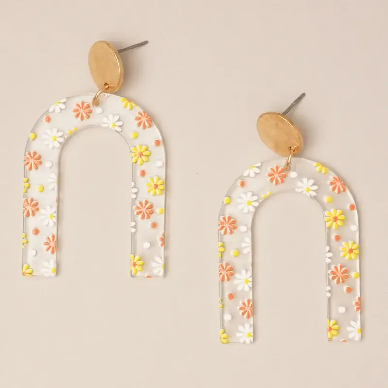 Flower U Shape Acrylic Earrings