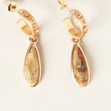 Teardrop Semi Precious Stone Hoops