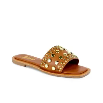 Brown Sandal W/ Gold Studs