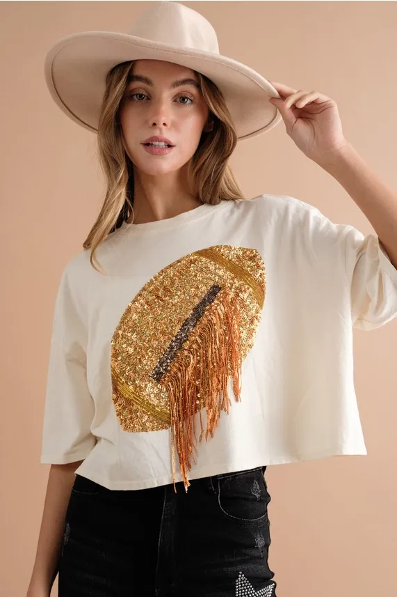 Sequin Football Crop Top