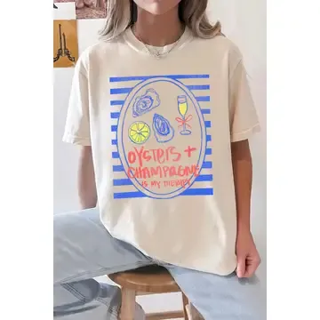Oysters Champagne Oat Graphic Tee