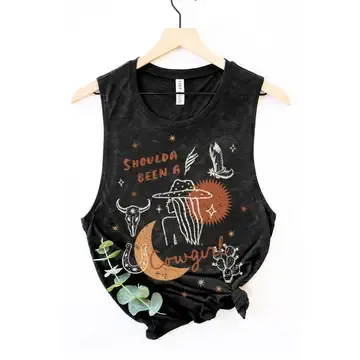 Mineral Black Shoulda Been A Cowgirl Tank Top