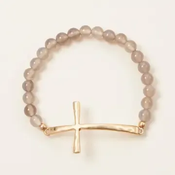 Cross Charm Stone Beaded Bracelet