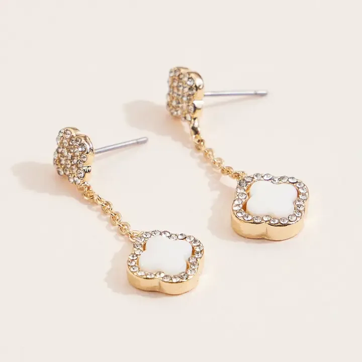 Gold Clover Drop Earrings