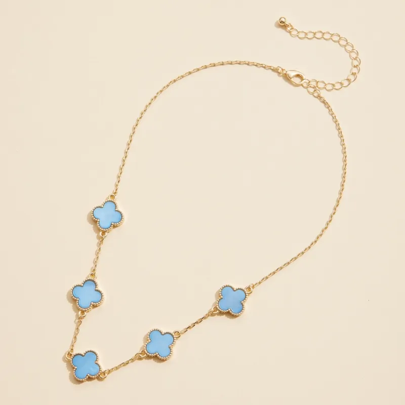 Blue Clover Charm Necklace
