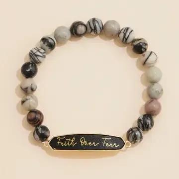 Faith Over Fear Stones Beaded Bracelet