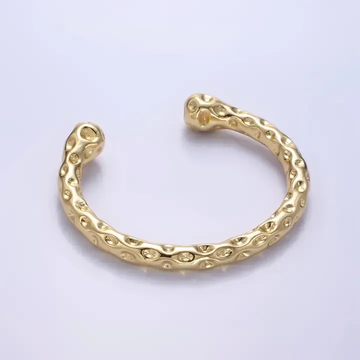 24k Gold Textured Cuff Bracelet