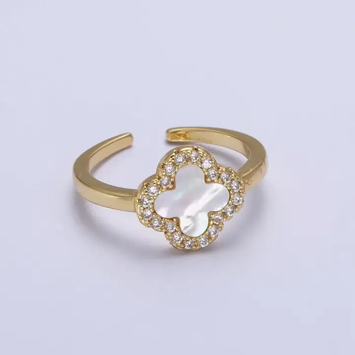 Gold And Pearl Clover Ring